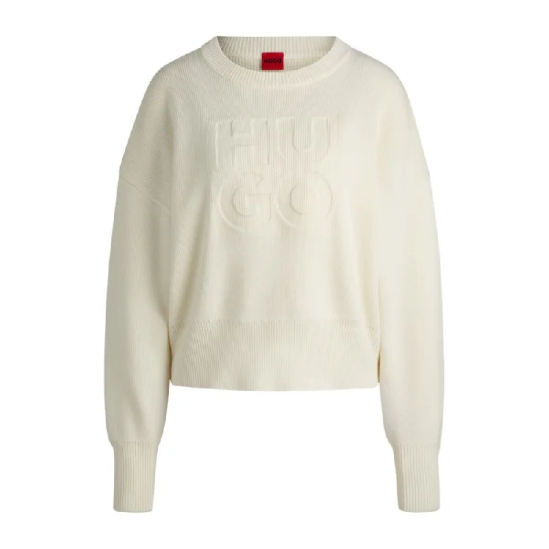 Relaxed-fit sweater with embossed logo European