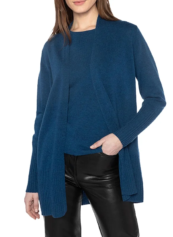 Rib Trim Cardigan In Adriatic Practical Women's Quick - dry