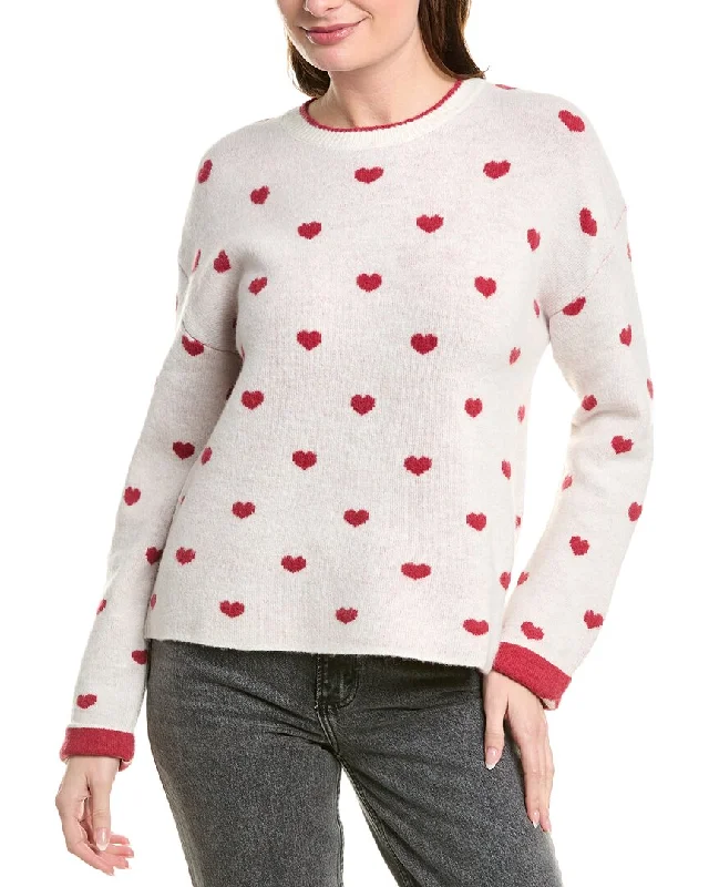 Splendid Lolly Hearts Wool-Blend Sweater Feminine Women's Style 