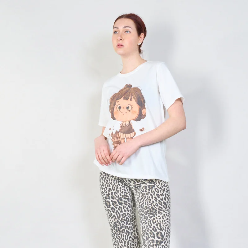Cute girl graphic t-shirt with playful design wholesale Dynamic Women's Moto