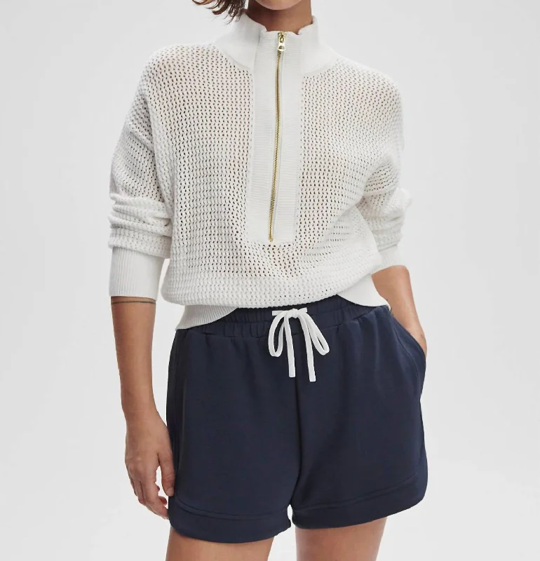Aurora Half-Zip Knit Sweater In White Elegant Women's 