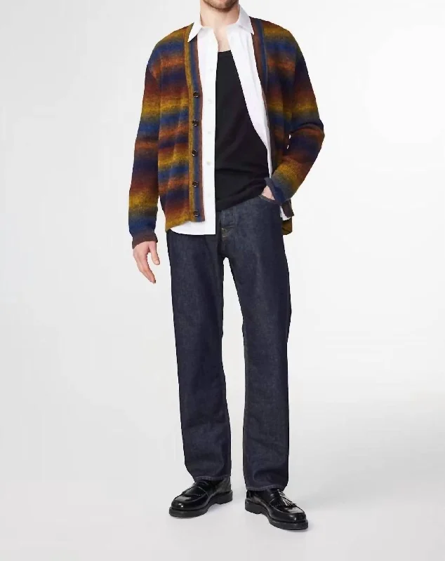 Viggo V-Neck Cardigan In Multishades Refined Women's Hand - crafted