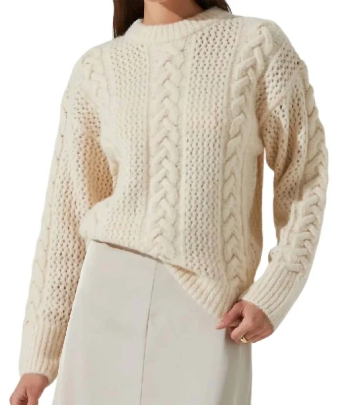 Lizbeth Cable Knit Sweater In Cream Traditional Women's 
