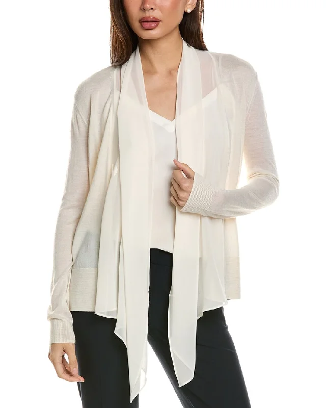 St. John Drape Collar Wool-Blend Cardigan Athletic Women's 