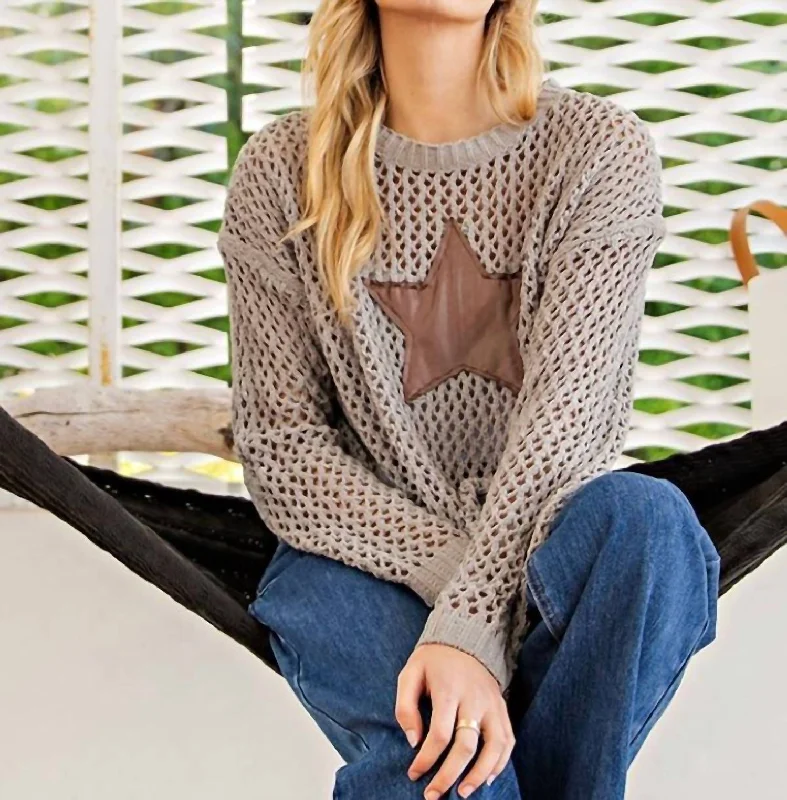Star Sweater In Taupe Elegant Women's Formal 