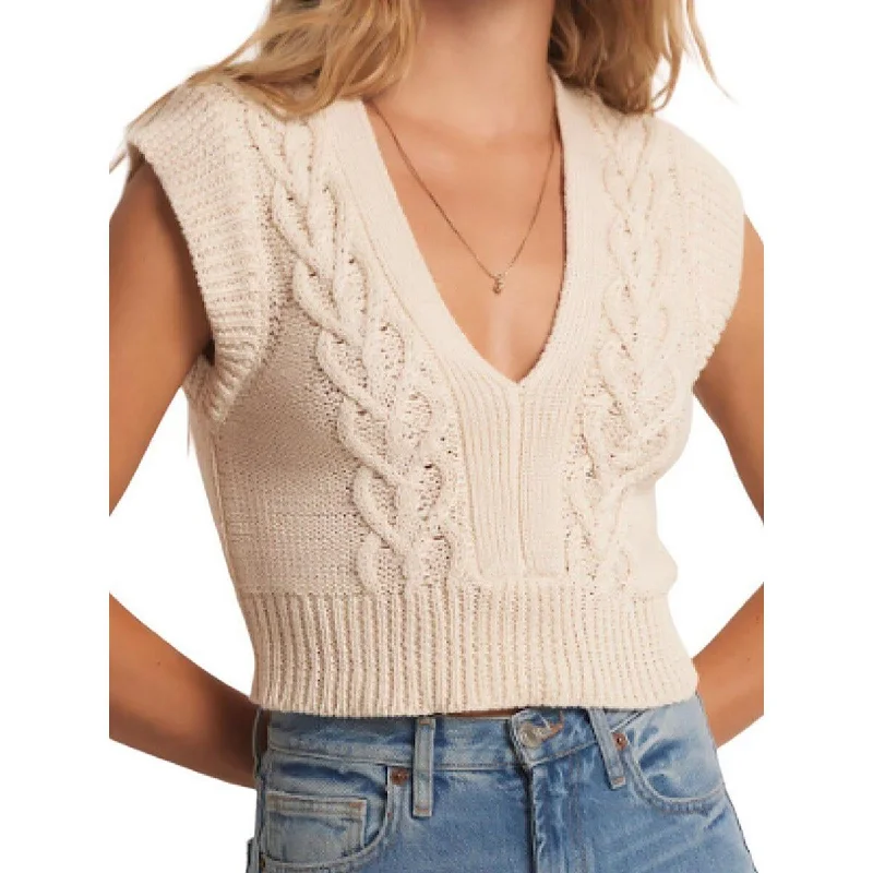 Womens Knit Ribbed Trim Sweater Vest British Gentlewoman Style