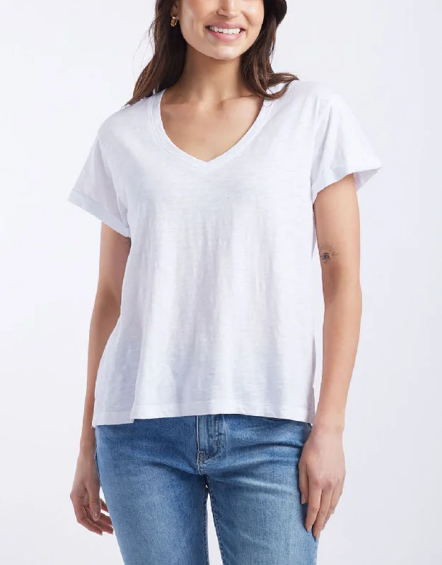 Turn Back V Neck T-Shirt - White Laid - back Women's Vibe
