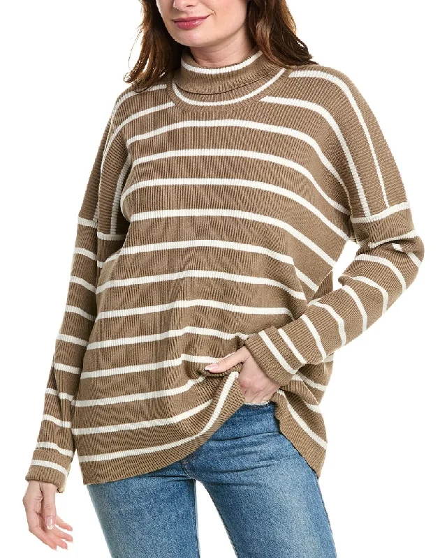 Splendid x @Cellajaneblog Stripe Turtleneck Sweater Cool Women's Distressed