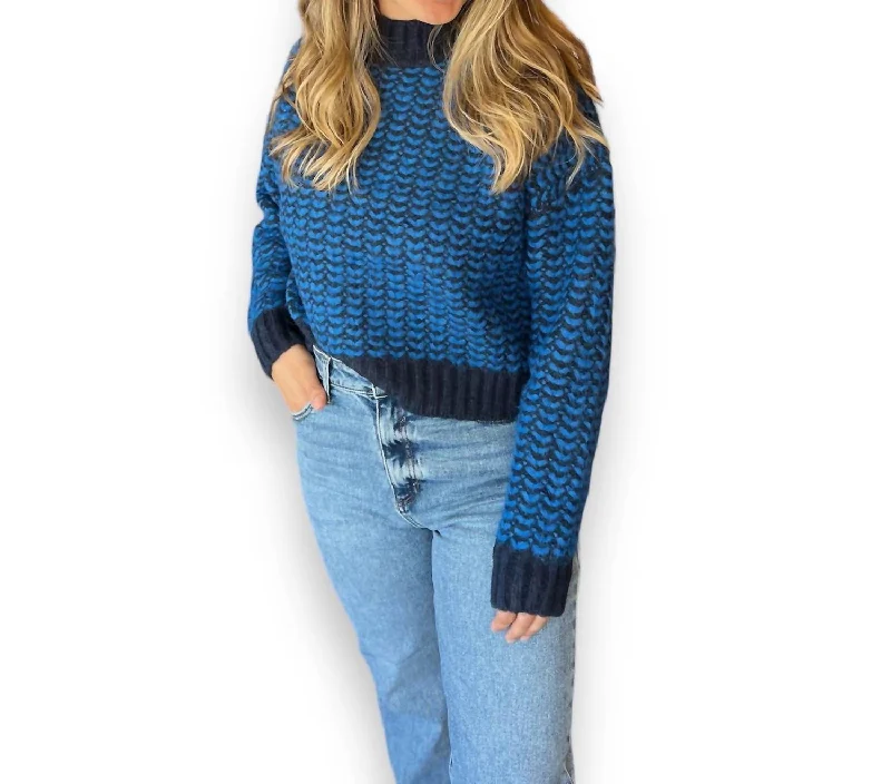 Go With The Waves Sweater In Navy Monochromatic Office Style