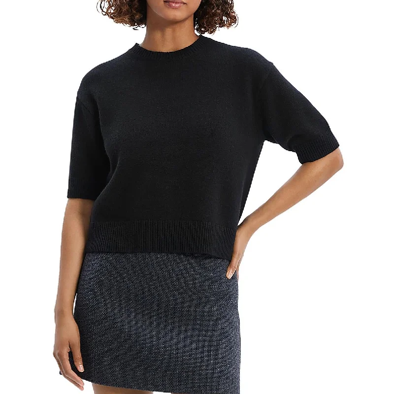 Womens Cashmere Ribbed Trim Crop Sweater purpose