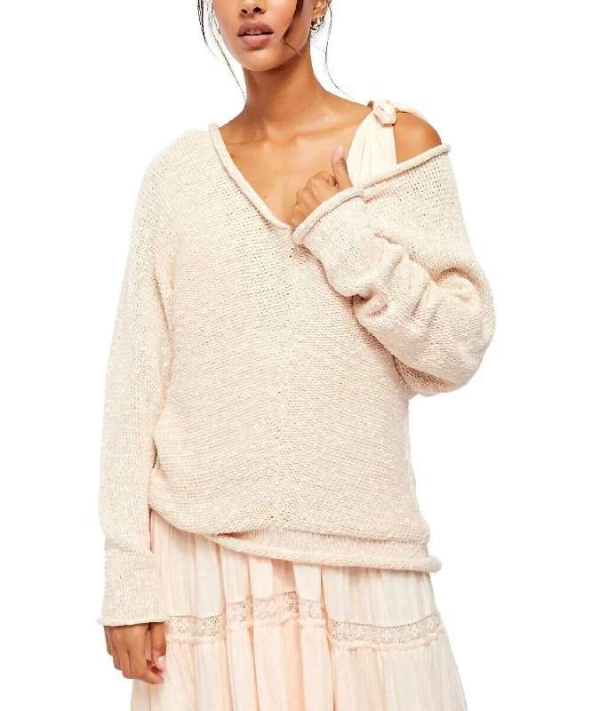 Chamoix Bright Lights V-Neck Sweater In Beige Practical Women's Multi - 