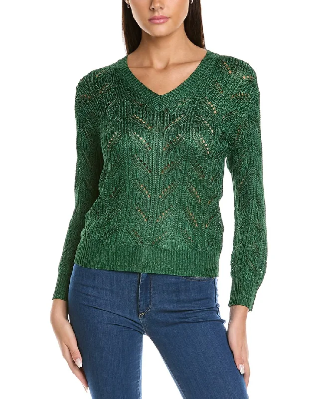 Elie Tahari Pointelle Sweater Relaxed Women's 