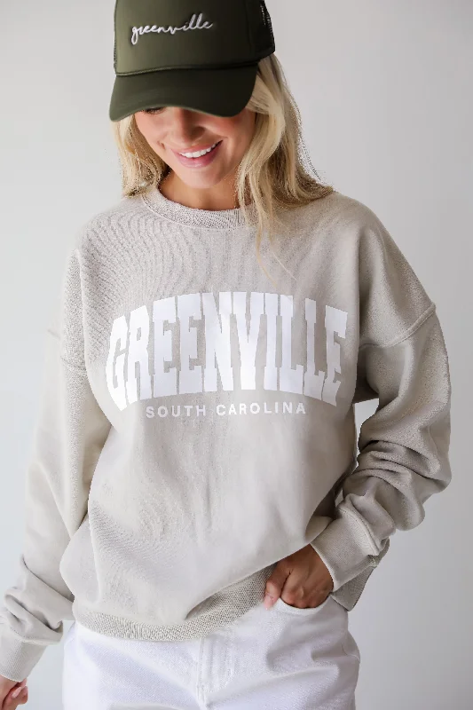 Tan Greenville South Carolina Sweatshirt Earthy Women's Hemp - based