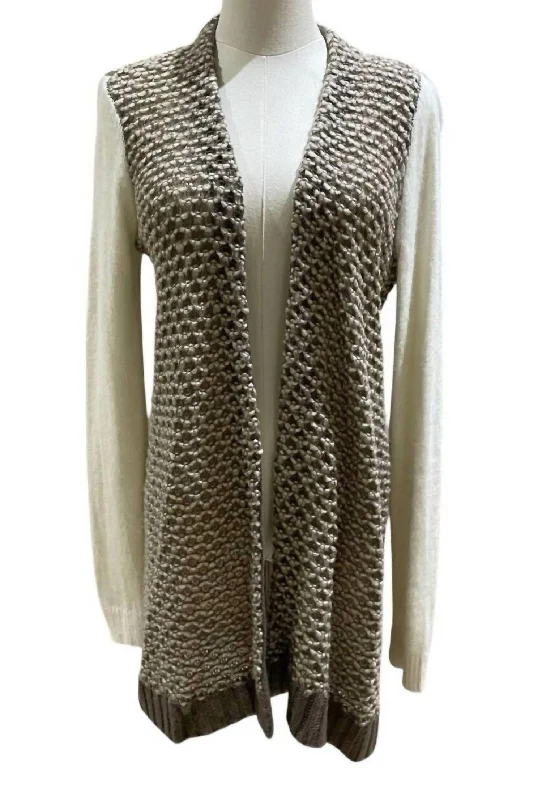 Women's Wool Angora Open Front Cardigan In Multicolor Earthy Women's Hemp - based