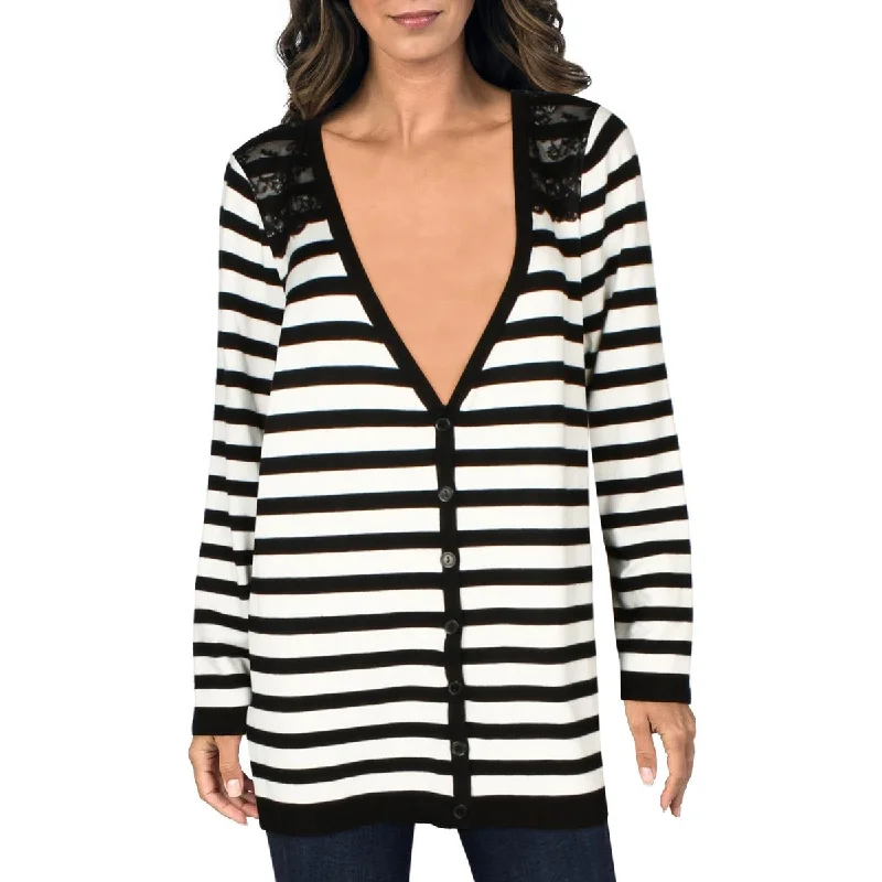 Womens Knit Striped Cardigan Sweater Laid - back Women's Vibe