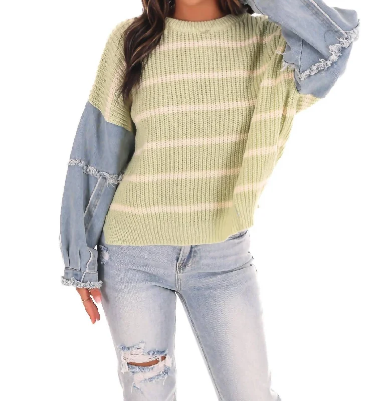 Chill Chaser Stripe Sweater In Green Stylish Women's Neon