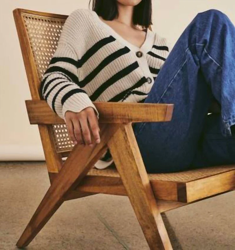 Livy Cardigan In Starboard Geometric