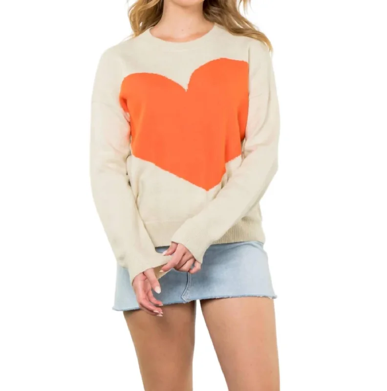 Heart Knit Sweater In Beige garde