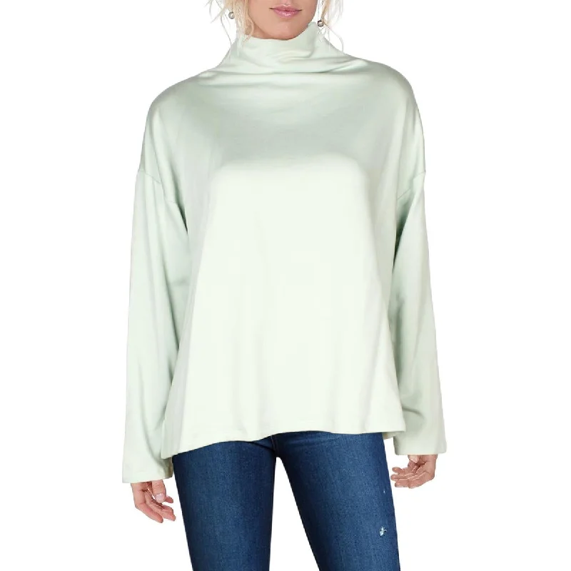 Womens Shirt Long Sleeves Funnel-Neck Sweater Refined Women's Velvet