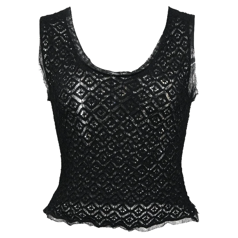Dolce & Gabbana Crochet Sleeveless Top in Black Cotton Gym
