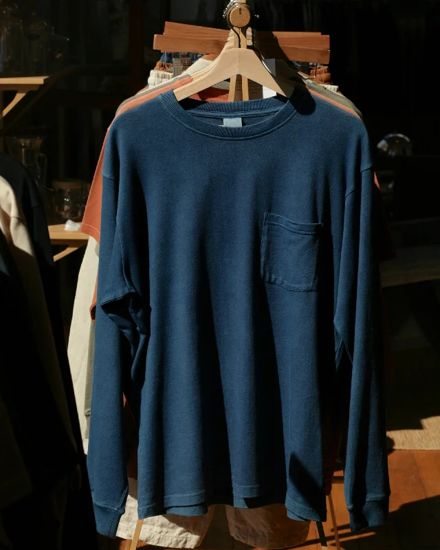 Cotton Long-sleeve T-Shirt | Organic Indigo Hand-dyed Edgy Women's Punk