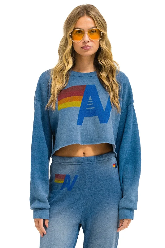 Sweatshirt Cropped V Swcrxlovtg Faded-Water Preppy Women's College