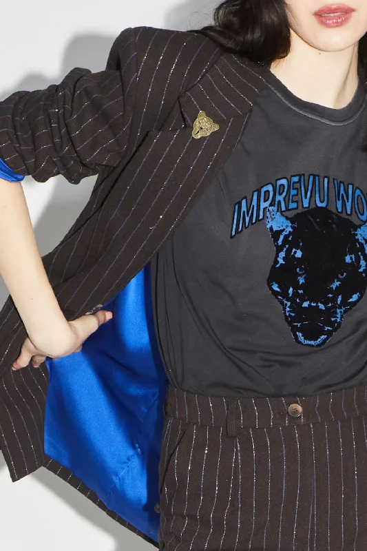 Imprevu Robbie Black Blue Panther T-shirt Elegant Women's Formal 