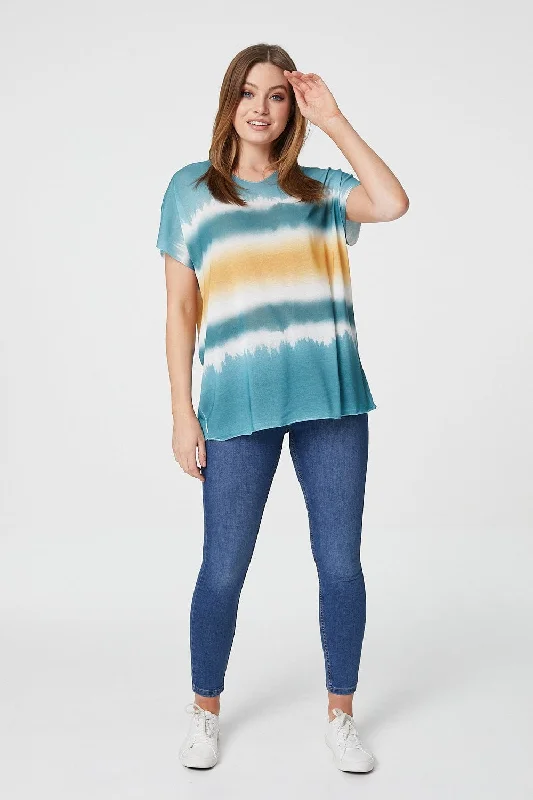 Tie Dye V-Neck Slouchy T-Shirt Preppy Women's College