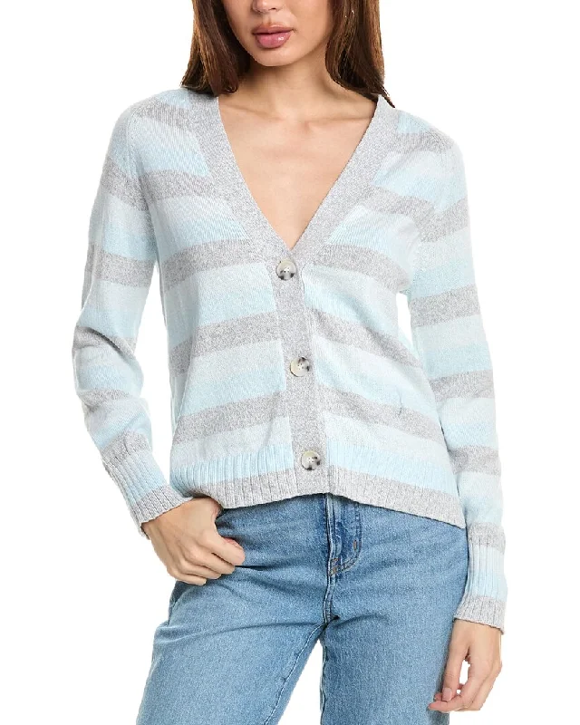 Hannah Rose Marled Stripe Cashmere-Blend Cardigan Elegant Women's Formal 