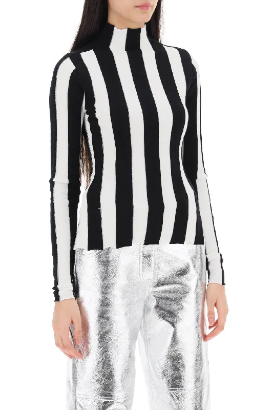 Interior Ridley Striped Funnel-Neck Sweater Sporty Women's Tennis