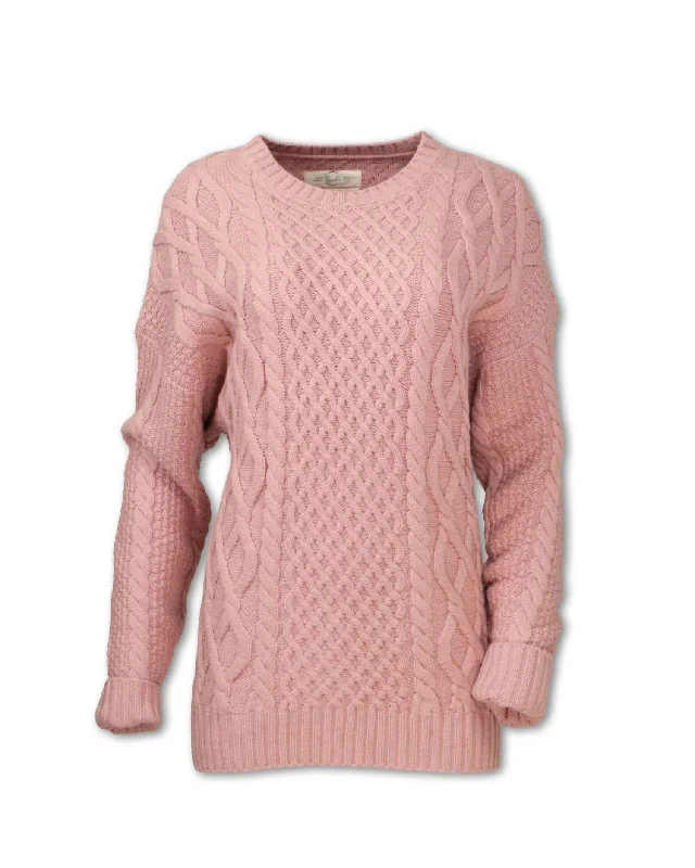 Women's Cable Knit Sweater In Pink Modern Women's Tech