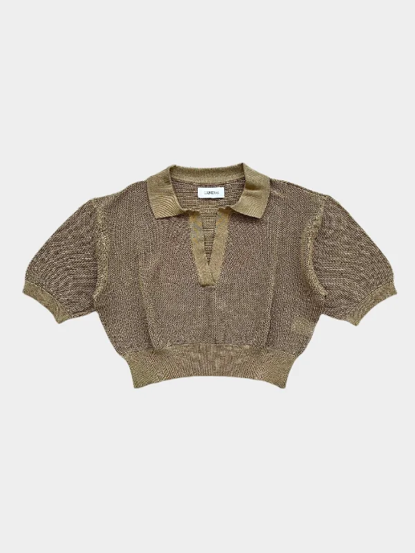 Cropped Mesh Polo Green Disco