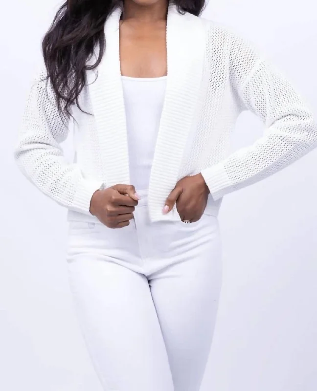 Mesh Open Cardigan In White Artistic Women's Avant - 