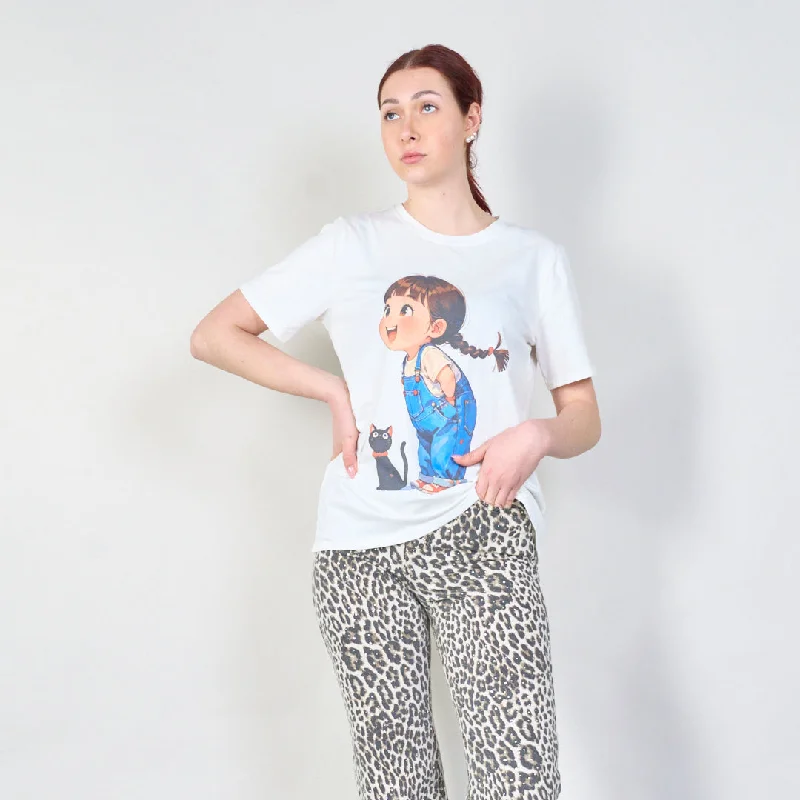 Playful girl graphic t-shirt with relaxed fit wholesale Sharp Women's Italian