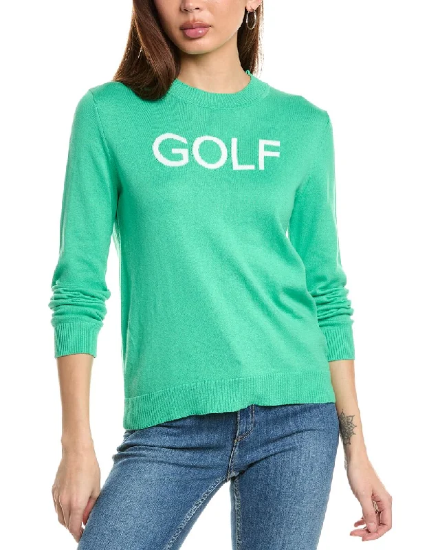 Hannah Rose Golf Intarsia Cashmere-Blend Sweater Preppy Women's College