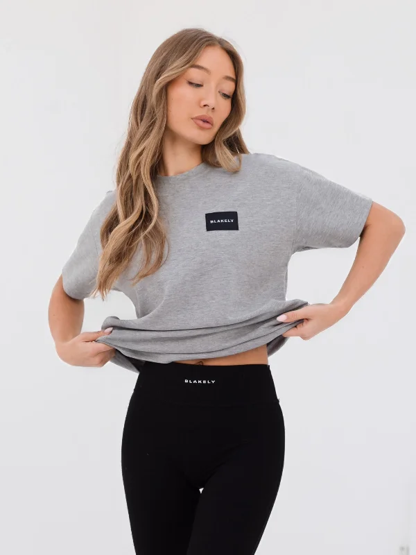 Label Oversized T-Shirt - Marl Grey Cozy Women's Sherpa - lined