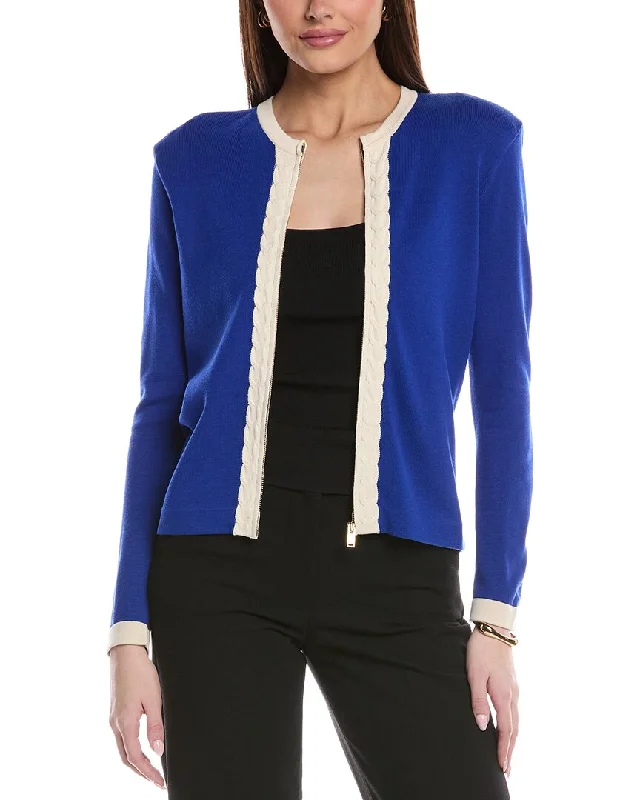 St. John Intarsia Knit Cardigan Trendy Women's 
