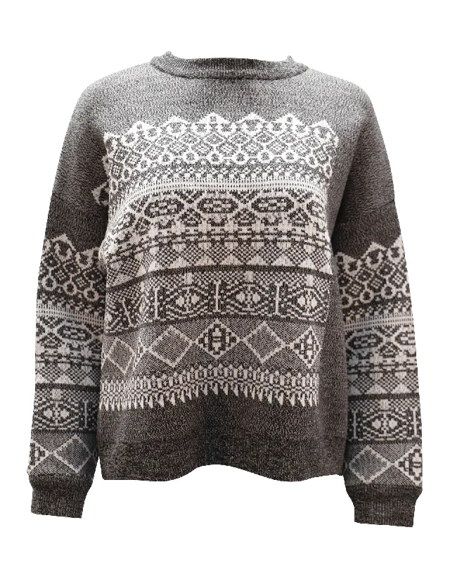 Alexander Wang Fair Isle Sweater in Grey Wool Street