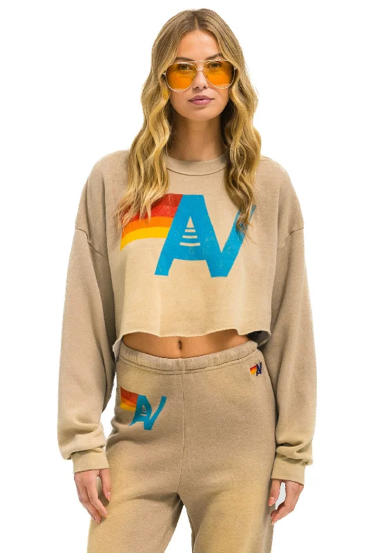 Sweatshirt Cropped V Swcrxlovtg Faded-Tan Earthy Women's Hemp - based