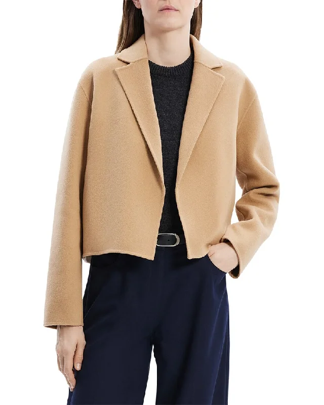 Theory Relax Wool & Cashmere-Blend Cardigan Classic Women's Tweed