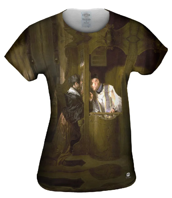 Giuseppe Molteni  - "The Confession" (1838) Bold Women's Animal Print