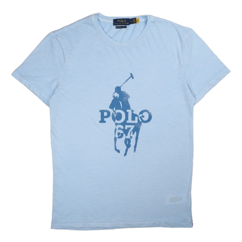 Custom Slim Fit Big Pony Logo T-Shirt Elite Blue Hip Women's Urban