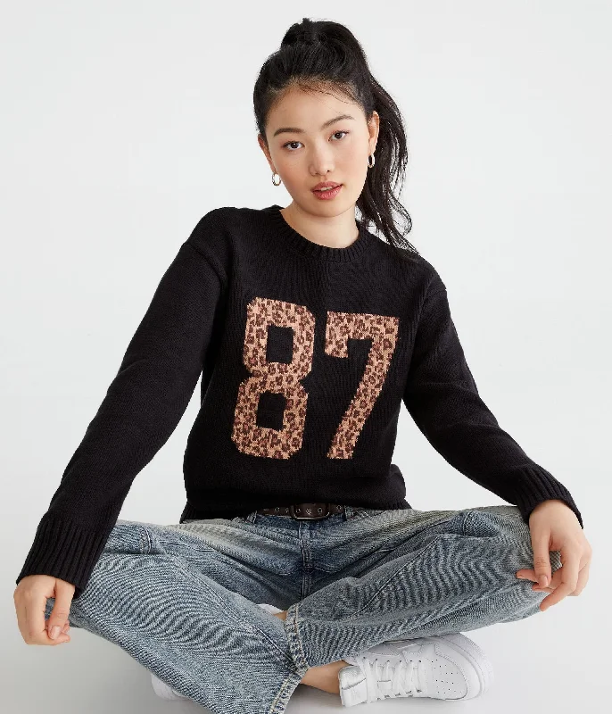 Aeropostale Leopard 87 Oversized Crew Sweater Adventure