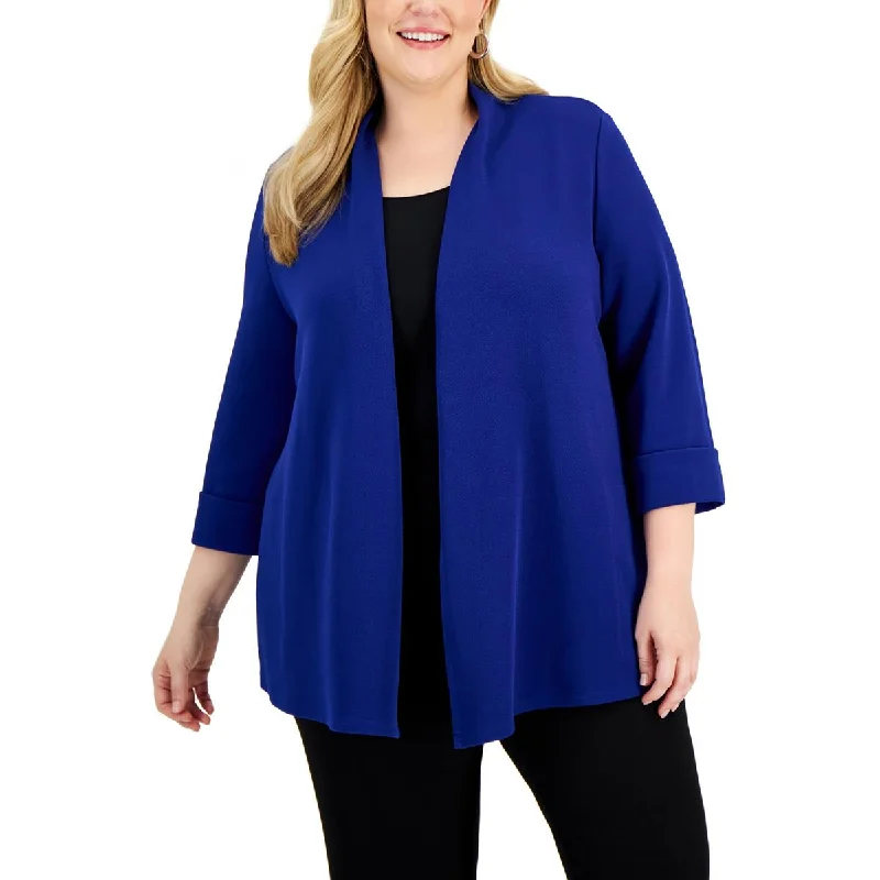 Plus Womens Textured Open Front Cardigan Sweater garde