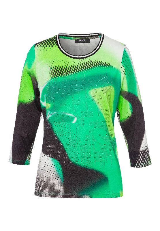 Tuzzi 3/4 Length Round Neck Graphic Printed Tee Refined Women's Hand - crafted