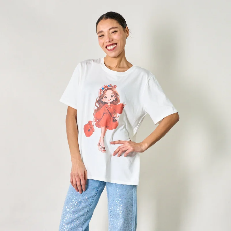 Adorable cartoon girl graphic t-shirt wholesale Elegant Women's Formal 