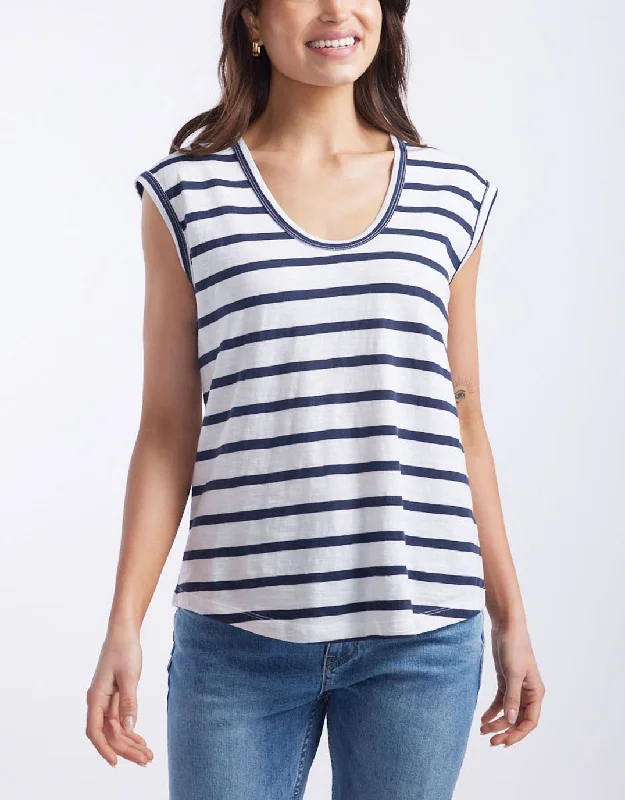 Cali Scoop Tank - White/Navy Stripe Dapper Women's 1920S