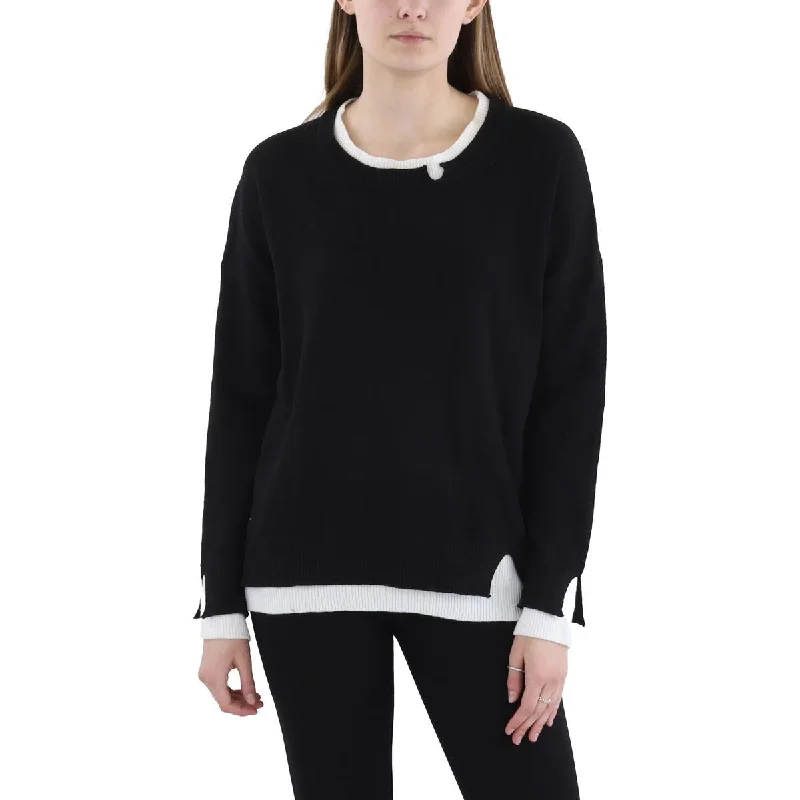 Womens Layered Collared Pullover Sweater Modern Women's Tech