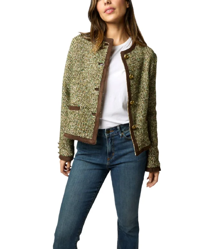 Megan Cardigan Jacket In Green/multi Tweed garde