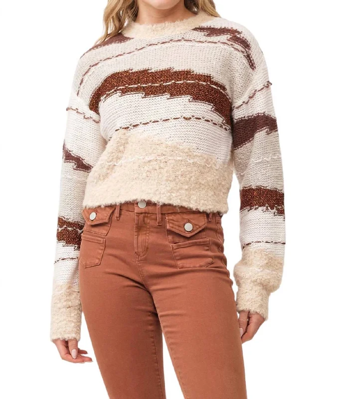 Gabriela Sweater In Toasted Gingerbread Classic Women's Pin - striped